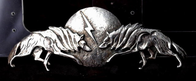 Native American Sterling Silver Wolf Moon Lightening Pin Cast & Hand Wrought