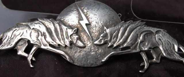 Native American Sterling Silver Wolf Moon Lightening Pin Cast & Hand Wrought