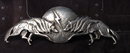 Native American Sterling Silver Wolf Moon Lightening Pin Cast & Hand Wrought