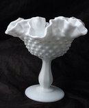 FENTON ART MILK GLASS HOBNAIL MILK GLASS COMPOTE 6
