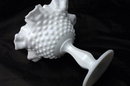 FENTON ART MILK GLASS HOBNAIL MILK GLASS COMPOTE 6