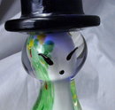 Tall Murano Sommerso Art Glass Cat Wearing Cobalt Blue Hat Sculpture Paperweight