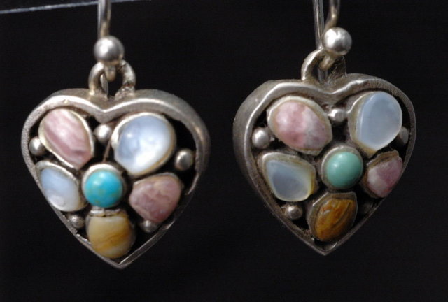 Sterling Silver & Gemstone Heart Earrings by BARSE