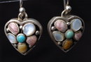 Sterling Silver & Gemstone Heart Earrings by BARSE