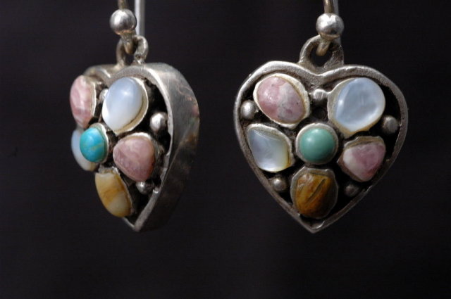 Sterling Silver & Gemstone Heart Earrings by BARSE