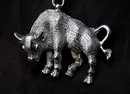 Large Sterling Bull Pendant with Chain