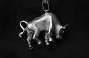 Large Sterling Bull Pendant with Chain