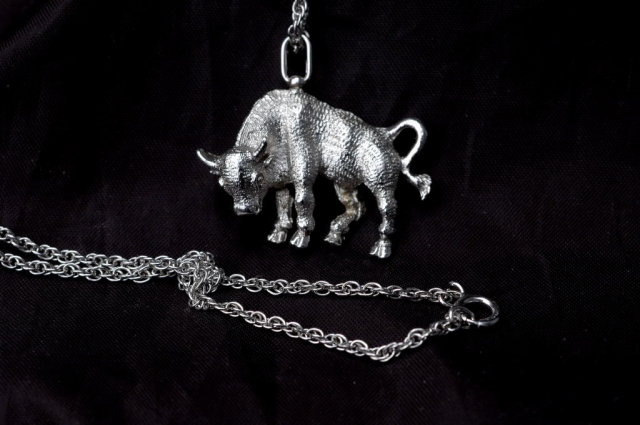 Large Sterling Bull Pendant with Chain