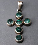 Old Mexico Sterling with Malachite Cross, Crucifix, Over-sized