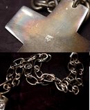 Native American Stamped Sterling Cross on Large Links Sterling Toggle Chain