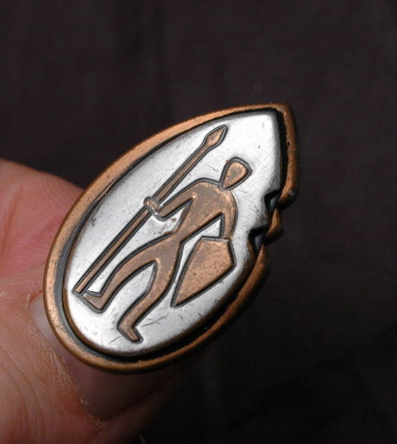 Tribal Warrior Design Mixed Metal Inlaid Cuff Links Pewter & Copper