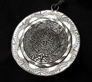 Large Sterling Silver Mexican Aztec Two Sided Calender Coin Medallion Pendant