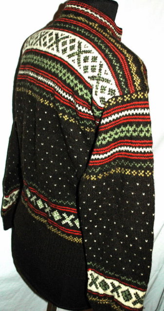 Beautiful Norwegian Hand Knit Wool Sweater with Pewter Buttons
