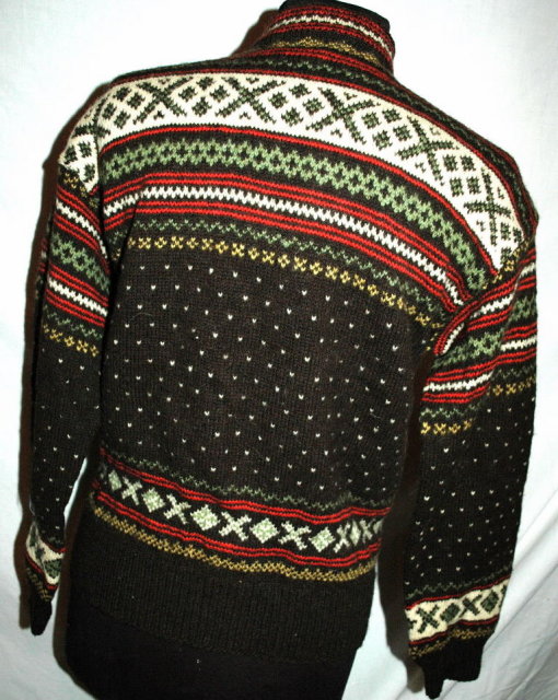 Beautiful Norwegian Hand Knit Wool Sweater with Pewter Buttons