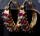 Ruby Diamond Hoop Earrings in Sterling with Gold Wash
