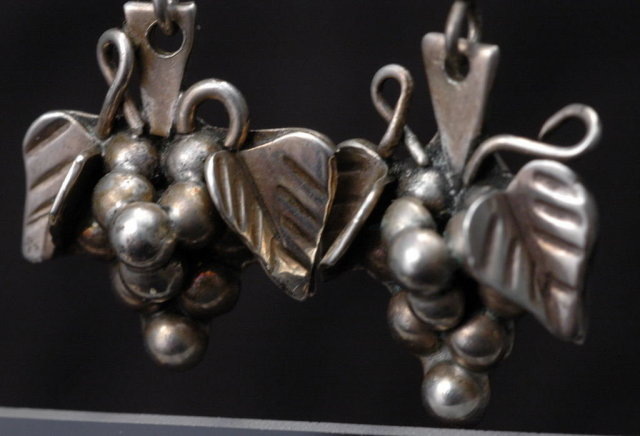 Taxco Mexico Sterling Silver Grape Cluster Earrings