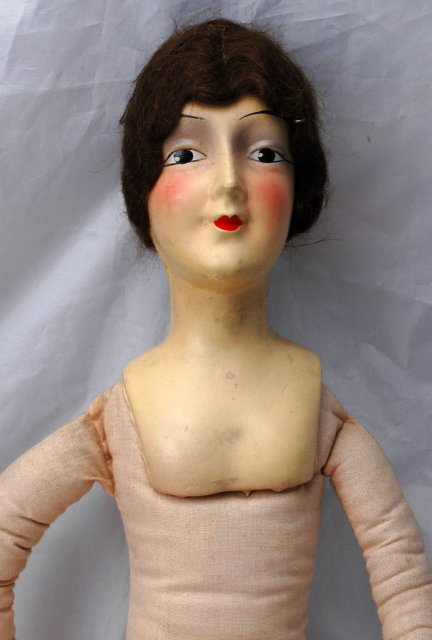 French Boudoir Doll, Composition Head Silk Body