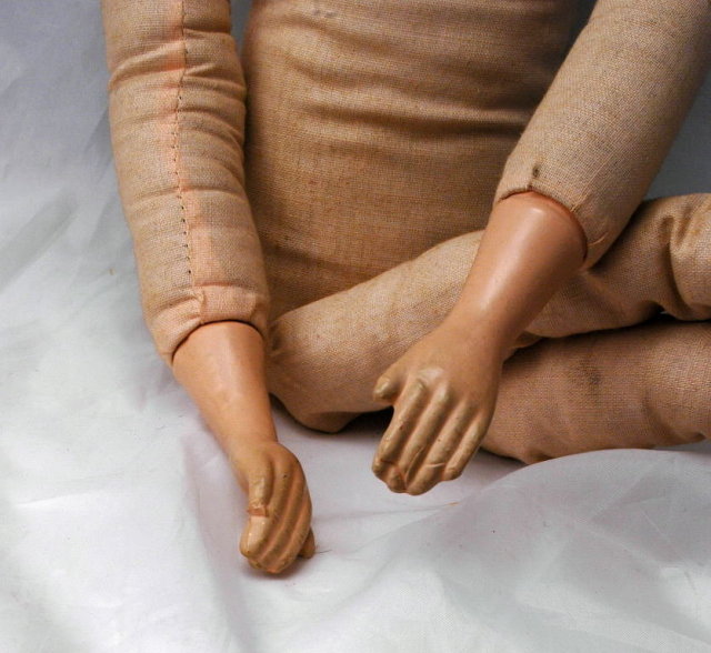 French Boudoir Doll, Composition Head Silk Body