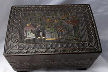 Hand Carved Wood Egyptian Jewelry Music Box