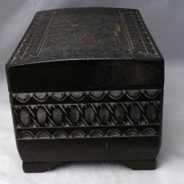Hand Carved Wood Egyptian Jewelry Music Box