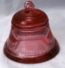 TELEPHONE PIONEERS of AMERICA GLASS BELL PAPERWEIGHT RARE ROSE COLOR