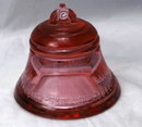 TELEPHONE PIONEERS of AMERICA GLASS BELL PAPERWEIGHT RARE ROSE COLOR