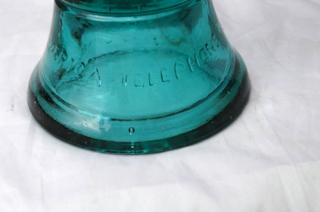 TELEPHONE PIONEERS of AMERICA GLASS BELL PAPERWEIGHT RARE AQUA BLUE COLOR