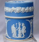 Wedgwood Blue Jasperware Match Box Cylinder