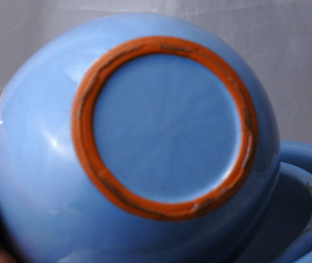 Old Blue Glaze Pottery Nesting Mixing Bowls x 3