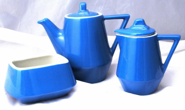 Hall China Blue White Railroad Dinning Car Coffee, Tea Service,Set