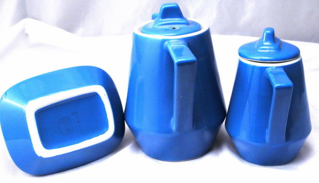 Hall China Blue White Railroad Dinning Car Coffee, Tea Service,Set