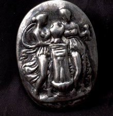 Hand Wrought Sterling Silver Goddesses in Repousse Brooch Pin Pendant