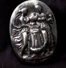 Hand Wrought Sterling Silver Goddesses in Repousse Brooch Pin Pendant