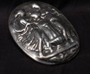 Hand Wrought Sterling Silver Goddesses in Repousse Brooch Pin Pendant
