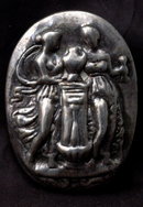 Hand Wrought Sterling Silver Goddesses in Repousse Brooch Pin Pendant