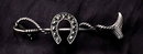 Antique Sterling Silver Horseshoe & Crop Whip Bar Pin with Marcasites