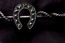 Antique Sterling Silver Horseshoe & Crop Whip Bar Pin with Marcasites