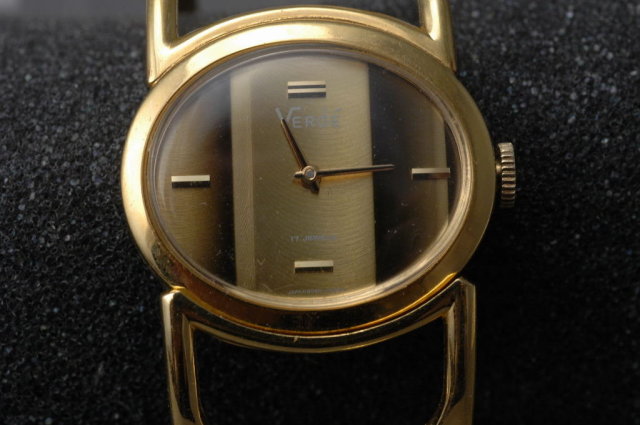 Vintage Gold Bracelet Wrist Watch, Verde' 17 Jewels