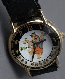 Fred Flintstone Watch by Waltham Animated / Works great with black leather band.