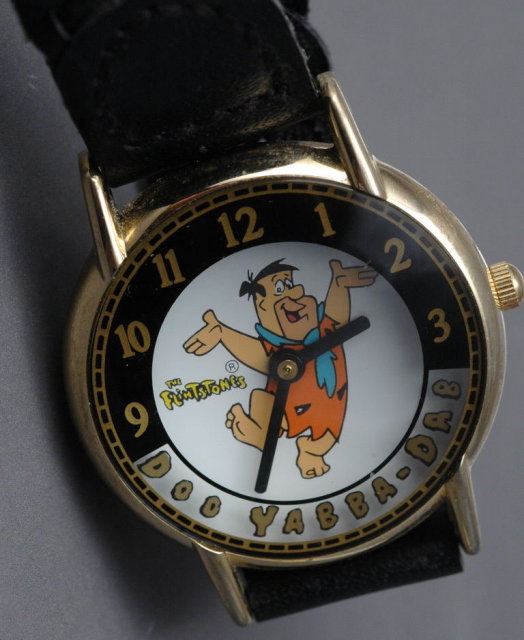 Fred Flintstone Watch by Waltham Animated / Works great with black leather band.