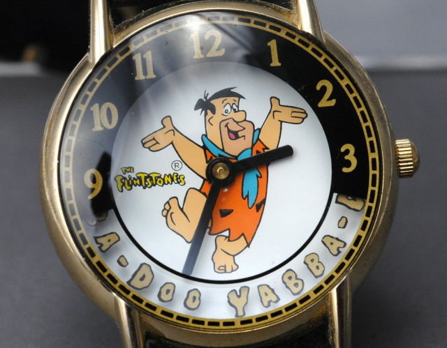 Fred Flintstone Watch by Waltham Animated / Works great with black leather band.