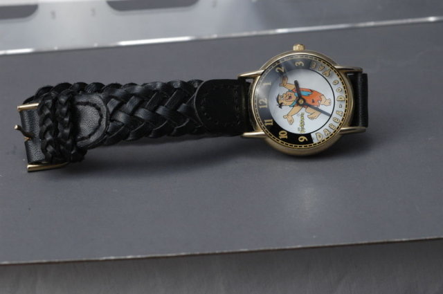 Fred Flintstone Watch by Waltham Animated / Works great with black leather band.