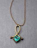 Vintage Simmons Green Stone Pendant Necklace