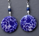 Blue White Shell , Lapis & Pearl Earrings Hand Crafted Original Design Free shipping within the USA! **PRICE REDUCTION**!