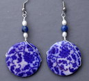 Blue White Shell , Lapis & Pearl Earrings Hand Crafted Original Design Free shipping within the USA! **PRICE REDUCTION**!
