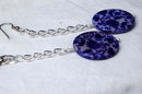 Blue White Shell Long Dangle Earrings , Hand Crafted Original Design