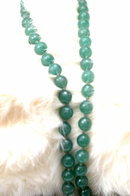 Faceted Dark Green Aventurine Beaded Necklace Hand Knotted 19