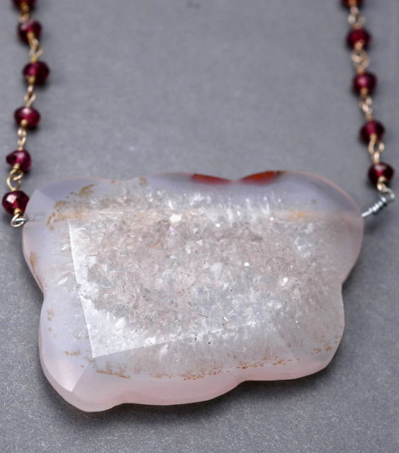 Sterling & Amethyst Druzy Pendant Necklace