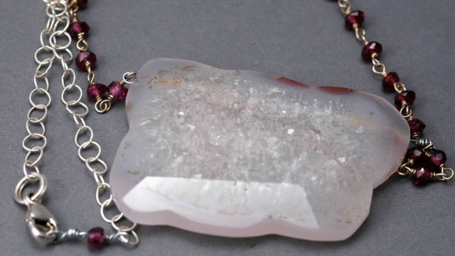 Sterling & Amethyst Druzy Pendant Necklace
