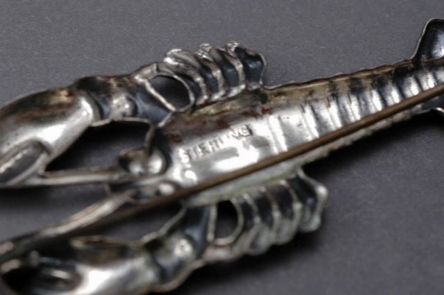 Vintage Sterling Silver Very Detailed Lobster Pin